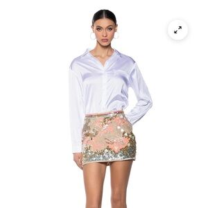 All Saints hand embellished oyster sequins mini skirt